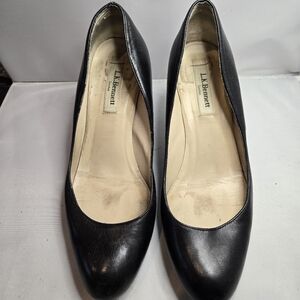 LK Bennett Sybila Black Leather Pumps - Size 38